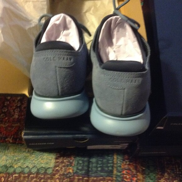 Cole Haan Men's 2.ZeroGrand Blue Suede Wingtip Oxford Shoes - 11.5M - New in Box - Picture 4 of 9